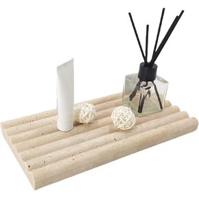 Natural Travertine Marble Tray for Bathroom Countertop Organizer,Vanity Decorative Stone Tray for Candles, Perfume, Jewelry Dish Ring Tray (Beige) in Saudi Arabia