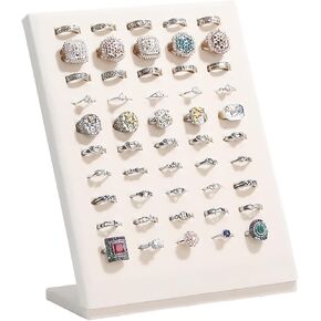 Ring Display Stand, Velvet Ring Holder, 50 Slots Rings Organizer Jewelry Display Tray, L-Shaped Jewelry Organizer Stand for Rings Earrings Selling (2, Beige) in Saudi Arabia