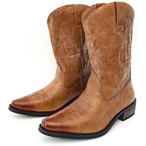 Cowboy Boots For Men Wide Foot Pointed Tip Western Boots with Classic Embroidered Durable Slip on Boots in Saudi Arabia