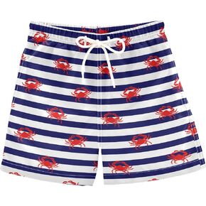 Aflyko Boys' Board Shorts Marine Stripes Red Crab Toddler Swim Trunk Girls Beach Bathing Suit 3T in Saudi Arabia