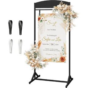 CHOEZON Wedding Welcome Sign Stand, Adjustable Wedding Sign Holder with 4 Leather Straps, 68"x31" Floorstanding Metal Poster Stand with Tripod Base, Display Stand for Wedding, Party, Black TCJ23BB in Kuwait