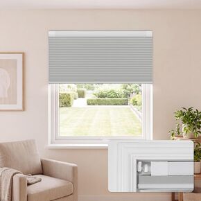 No Drill No Tools 1.5 Inch Light Filtering Cellular Shades Cordless Easy Install Honeycomb Blinds Thermal Insulated Blinds for Indoor Windows, Custom Size, Beige in Saudi Arabia