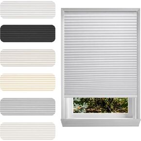 Cellular Cordless Shades for Indoor Windows, No Drill No Tools, Adhesive Mount, Thermal Insulation, Room Darkening Blackout Window Blinds for Home, Color: White, Size: 22.5" W x 64" H in Saudi Arabia