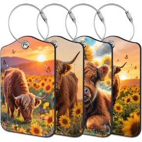 4 Pack Luggage Tags, Black Cat Under the Night Sky Luggage Tags for Suitcases PU Leather Suitcase Tags with Privacy Cover ID Label and Stainless Steel Loop for Travel Tag for Women Men in Saudi Arabia