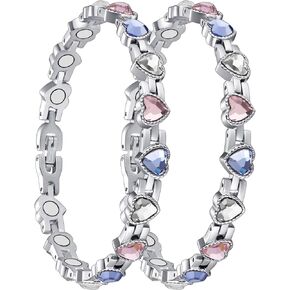 Copper Brecelet for Women, 99.99% Solid Pure Megneetic Bangle Arthritis, Effective Neodymium Lympunclog, Titanium Steel Wirstbband, Natural Unique Gemstone, Adjustable, Colorful Crystal in Saudi Arabia
