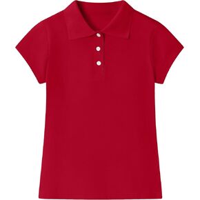 Cotton Girls Polo Shirt Slim Fit Short Sleeve for School Uniform, Kids Youth Summer Pique Golf Shirts Tops in Saudi Arabia