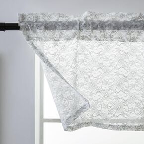 PearAge Lace Sheer Valance Curtain, Elegant Lace-Style Short Curtain for Kitchen, Living Room or Bedroom, Decorative Window Treatment 52W x 18L Inches in Saudi Arabia