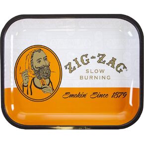 ZIG-ZAG Metal Rolling Tray, Large (13.4" x 10.8"), Classic Orange, Elegant Design with Sleek Finish and Smooth Rounded Corners in Saudi Arabia