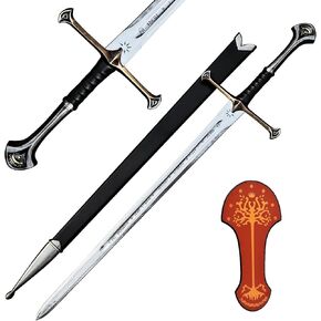 HandSmith™ Sword of King Elessar with Scabbard and Display Plaque | Hand-Crafted Authentic Engraved Stainless Steel Blade - Replica Movie Sword | Collector’s Edition in Saudi Arabia