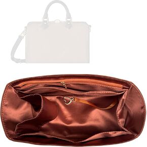 Organizer Compatible with Speedy Bag, 20, 25, 30, 35, 41, Purse Insert, Silk Lining Waterproof Vegan Leather with Zipper Pocket (SP 25, Light Pink) in Saudi Arabia