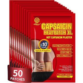 KONGDY 20 Pcs Capsaicin Heat Relief Patch, 4.72"x7.08" Extra Strength Capsicum Plaster Patches for Back, Neck, Shoulder, Knee (20 Pcs) in Kuwait