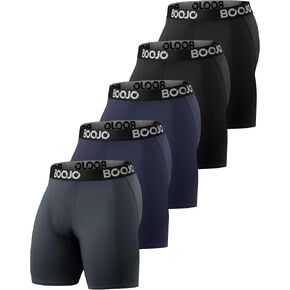 BOOJO 5 Pack Compression Shorts for Men - Athletic Running Black Spandex Quick Dry Underwear for Workout Gym Basketball in Saudi Arabia