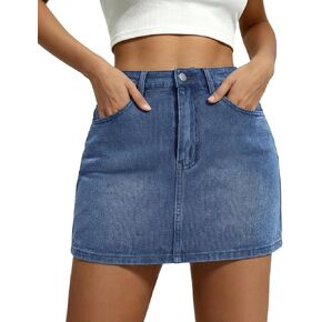 JEKAOYI Womens Denim Skirt Mini Stretch Casual Jean Skirt Zip Fly Y2K Cute Skorts for Women with Pockets in Saudi Arabia