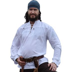 Battle-Merchant Medieval Shirt Ludwig – Cotton Tunic with Lace-Up Neckline, LARP, Viking & Renaissance Costume in Saudi Arabia