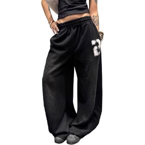 Women’s Parachute Pants Y2K Wide Leg Baggy Track Sweatpants with USA Flag 80 Print Streetwear in Saudi Arabia