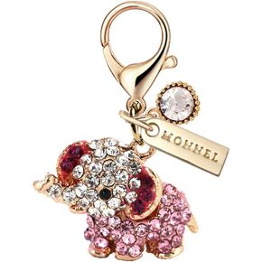 MC768 Little Crystal Elephant Lobster Clasp Charm for Women with Velvet Bag (Pink,1 Piece) in Kuwait