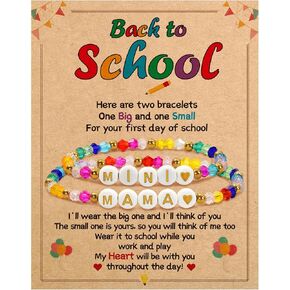 BAYLAY Back to School Bracelet - First Day of School Preschool/Kindergarten/1st Grade/2nd Grade/Back to School Stuff Gifts Supplies Mommy and Me Mommy Daughter Bracelets Heart Beaded Bracelets Gifts in Saudi Arabia