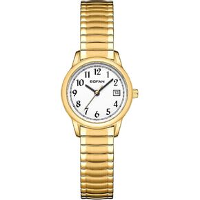 BOFAN Small Gold Watches for Women with Vintage Stainless Steel Expansion Band,Classic Round Case,Easy Read Dial,Date Display,Water Resistant in Saudi Arabia