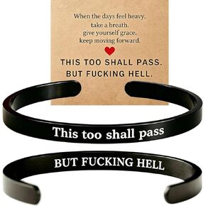 This Too Shall Pass Mantra Cuff Bracelet, Hidden Information Bracelet, Gifts for Women in Saudi Arabia