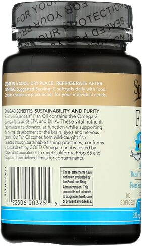 Spectrum Essentials Fish Oil, 1000 mg, 100 Softgels in Saudi Arabia