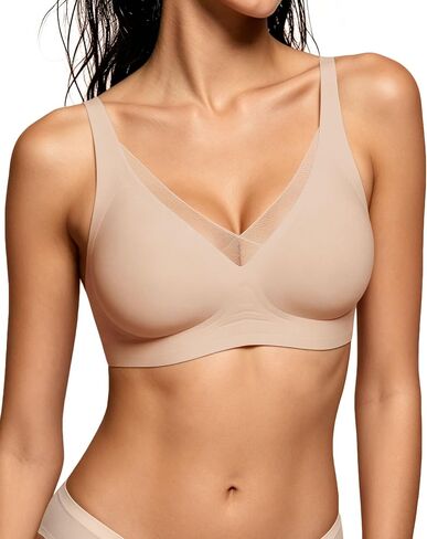 كما الجنية 2026 حمالات الصدر للنساء لا Underwire العميق الخامس شبكة حمالة صدر لاسلكية هلام داعمة سلس لينة رفع تي شيرت الصدرية in Kuwait