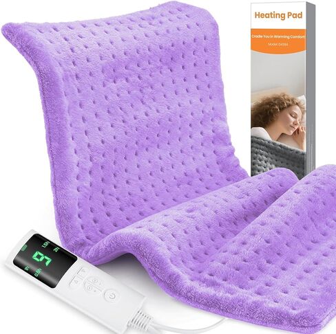 Heating Pad for Back Pain, Electric Heat Pad with 9 Heat Levels & 4 Auto-Off Timers, Portable Heating Pad for Period Cramps, Shoulder, Neck, Machine Washable, Gifts for Women and Men, Grey, 24''×12'' in Saudi Arabia