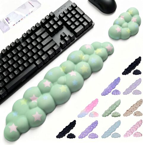 Cloud Wrist Rest Set for Keyboard and Mouse, Includes Cute Coaster, with Computers and Laptops（Purple Star Set） in Saudi Arabia