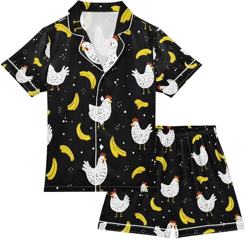 Silk Pajamas Sets Soft Satin 2 Piece Pjs Set Short Sleeve Sleepwear Nightwear in Saudi Arabia
