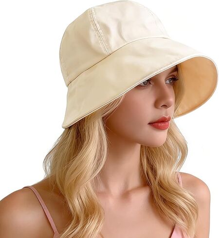 Sun Hats for Women Wide Brim, Packable Summer Beach Hat with Ponytail Hole Bow, Adjustable UV Protection Womens Sun Hat in Saudi Arabia
