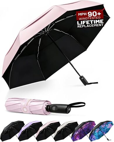 SY COMPACT Strongest Travel Umbrella – Windproof Compact Umbrella for Rain, Small, Lightweight & Portable Folding with UV Protection, Auto Open/Close, Wind-Tested, Heavy Duty for Backpack & Car, Men & Women – Factory Direct in Saudi Arabia