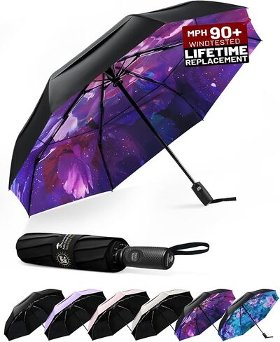 SY COMPACT Strongest Travel Umbrella – Windproof Compact Umbrella for Rain, Small, Lightweight & Portable Folding with UV Protection, Auto Open/Close, Wind-Tested, Heavy Duty for Backpack & Car, Men & Women – Factory Direct in Saudi Arabia
