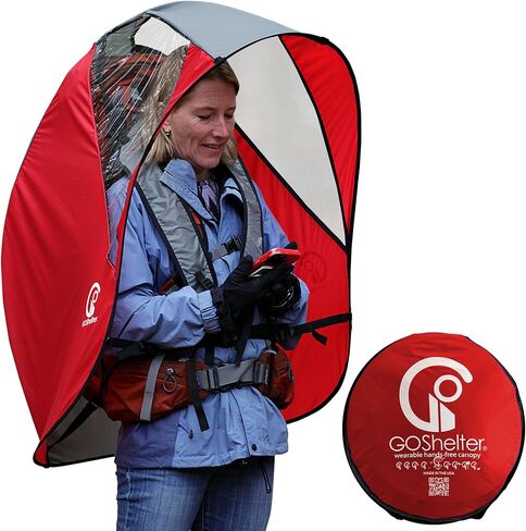 Hands Free Umbrella: Wearable Waterproof rain Canopy. Hands Free for Outdoor Photography, Dog Walking. Wind-Resistant, Lightweight, Adjustable, Sheds Water Away from Body. Made in USA, Red in Saudi Arabia