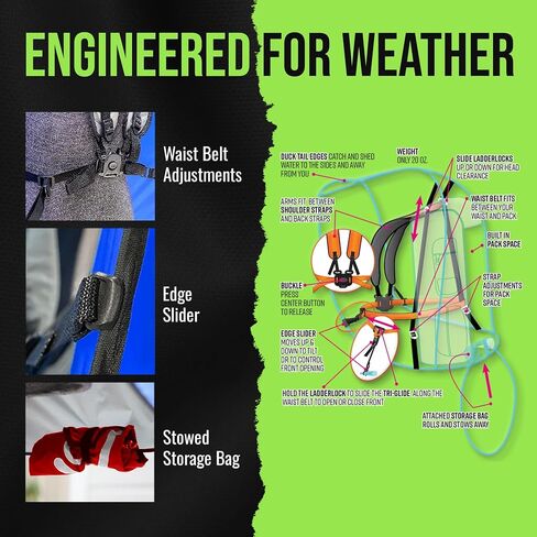Hands Free Umbrella: Wearable Waterproof rain Canopy. Hands Free for Outdoor Photography, Dog Walking. Wind-Resistant, Lightweight, Adjustable, Sheds Water Away from Body. Made in USA, Red in Saudi Arabia