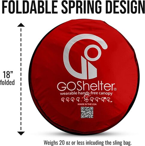 Hands Free Umbrella: Wearable Waterproof rain Canopy. Hands Free for Outdoor Photography, Dog Walking. Wind-Resistant, Lightweight, Adjustable, Sheds Water Away from Body. Made in USA, Red in Saudi Arabia