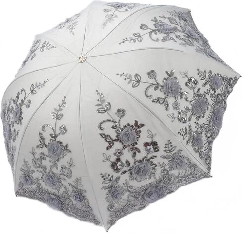 Foldable Lace Sun Parasol UPF 50+ UV Protection Flower Embroidery Vintage Umbrella in Saudi Arabia