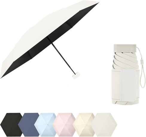 erised's bifrost Mini Travel Folding Umbrella, Small Compact and Lightweight/Wide Umbrella Strap/Flat Handle/Sun Rain/UPF 50+/UV Protection/Waterproof/6 Ribs/Cute/Kids/Women in Saudi Arabia