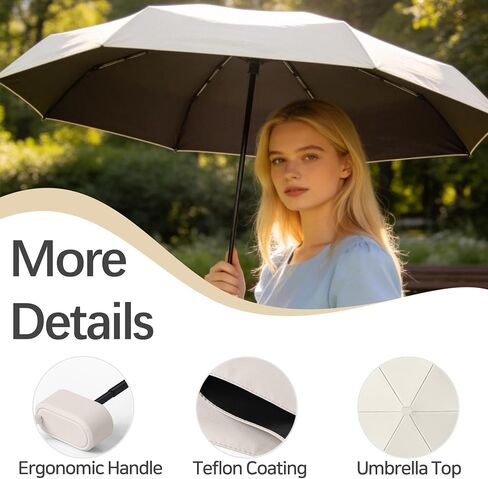 erised's bifrost Mini Travel Folding Umbrella, Small Compact and Lightweight/Wide Umbrella Strap/Flat Handle/Sun Rain/UPF 50+/UV Protection/Waterproof/6 Ribs/Cute/Kids/Women in Saudi Arabia