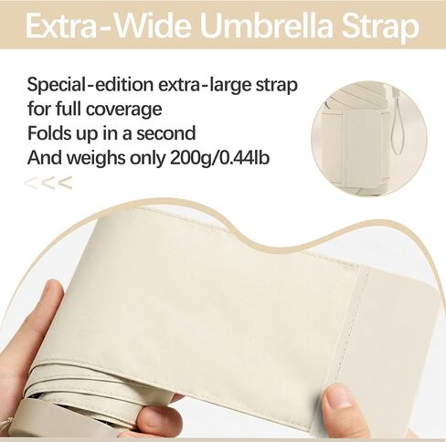 erised's bifrost Mini Travel Folding Umbrella, Small Compact and Lightweight/Wide Umbrella Strap/Flat Handle/Sun Rain/UPF 50+/UV Protection/Waterproof/6 Ribs/Cute/Kids/Women in Saudi Arabia