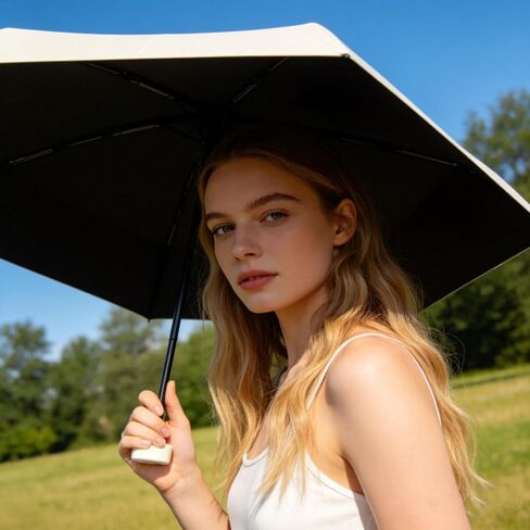 erised's bifrost Mini Travel Folding Umbrella, Small Compact and Lightweight/Wide Umbrella Strap/Flat Handle/Sun Rain/UPF 50+/UV Protection/Waterproof/6 Ribs/Cute/Kids/Women in Saudi Arabia