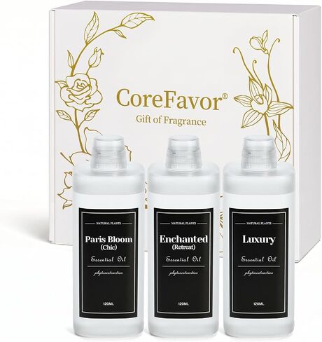 4.06 fl oz (120mlx3) Diffuser Oil for Home Fragrance Diffusers, Plant-Based & Alcohol-Free, Essential Oil for Bedroom, Bathroom, Office, Car (Chic+Retreat+Luxury) in Kuwait