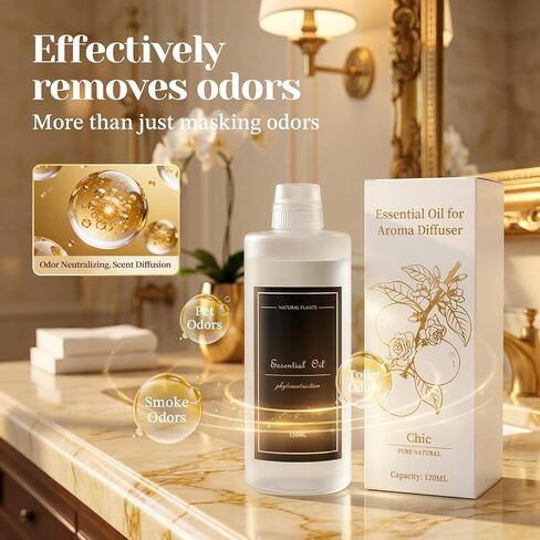 4.06 fl oz (120mlx3) Diffuser Oil for Home Fragrance Diffusers, Plant-Based & Alcohol-Free, Essential Oil for Bedroom, Bathroom, Office, Car (Chic+Retreat+Luxury) in Kuwait