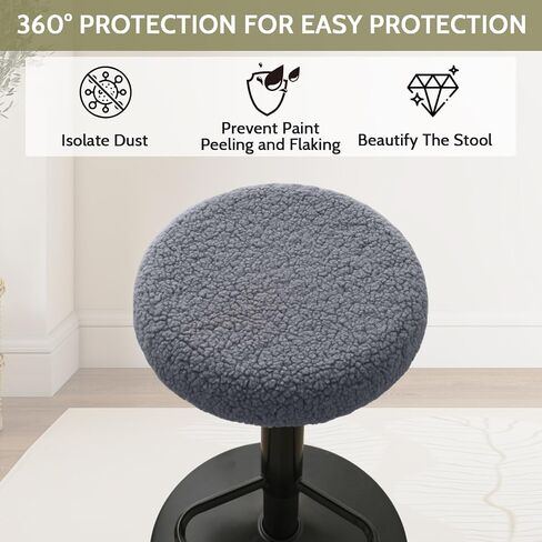 HAOYONG Bar Stool Covers Round, Stool Slipcovers with Elastic Bands Nonslip and Washable Stretchy Circle Chair Covers for 11.8"-14.1" Set of 4 (Dark Grey) in Saudi Arabia