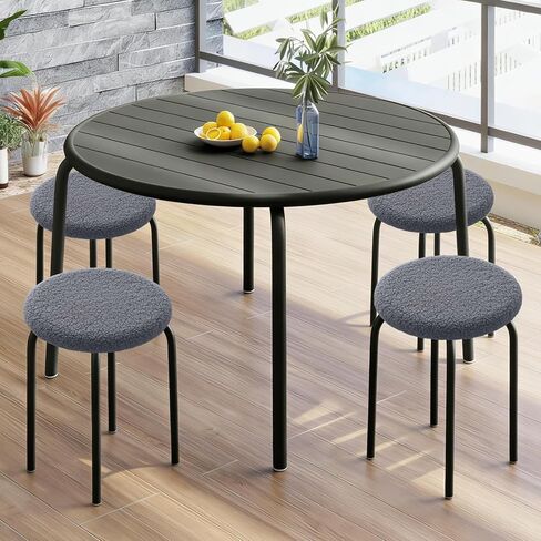 HAOYONG Bar Stool Covers Round, Stool Slipcovers with Elastic Bands Nonslip and Washable Stretchy Circle Chair Covers for 11.8"-14.1" Set of 4 (Dark Grey) in Saudi Arabia
