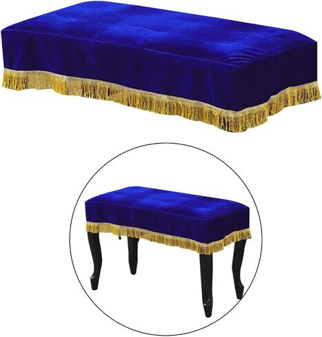 Piano Bench Cover Blue Slipcover 23.62x15.75in Protective Dust Cover with Fringe for Piano Stool Chair Office Bar Home Decor in Saudi Arabia