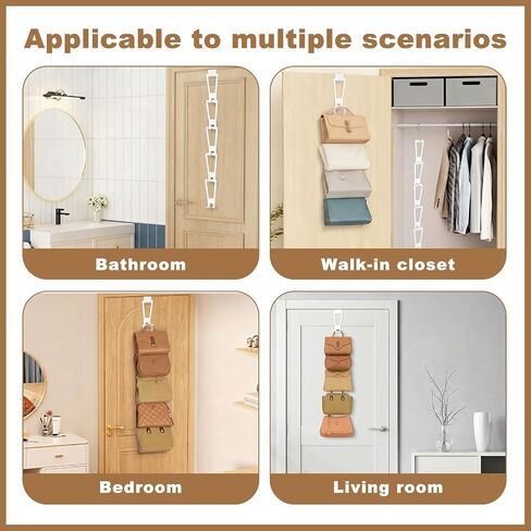 3-in-1 Installation Purse Hanger Organizer Over The Door Metal Hooks for Hanging Over The Door Bag Hanger Holder Rack Purse Organizer Bags Storage with 5 Hooks for Closet in Kuwait