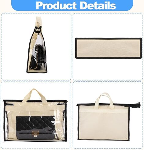 8 Pack Handbag Dust Bags, Clear Purse Storage Organizer with Zipper, Non-Woven Hanging Bag Closet with Handle, Purse Storage Organizer for Hanging Handbags(Off White) in Saudi Arabia