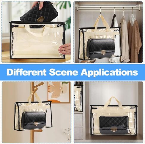 8 Pack Handbag Dust Bags, Clear Purse Storage Organizer with Zipper, Non-Woven Hanging Bag Closet with Handle, Purse Storage Organizer for Hanging Handbags(Off White) in Saudi Arabia