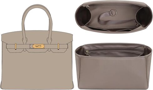 Premium Silky Birkin 35 Insert Organizer - Smooth Stain Fabric Purse Organizer for Hermes Birkin 35 - Ultra-light & Soft Touch - Luxury Inner Shapers for Women's Tote Handbag(Black,BR35) in Saudi Arabia