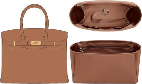 Premium Silky Birkin 35 Insert Organizer - Smooth Stain Fabric Purse Organizer for Hermes Birkin 35 - Ultra-light & Soft Touch - Luxury Inner Shapers for Women's Tote Handbag(Black,BR35) in Kuwait