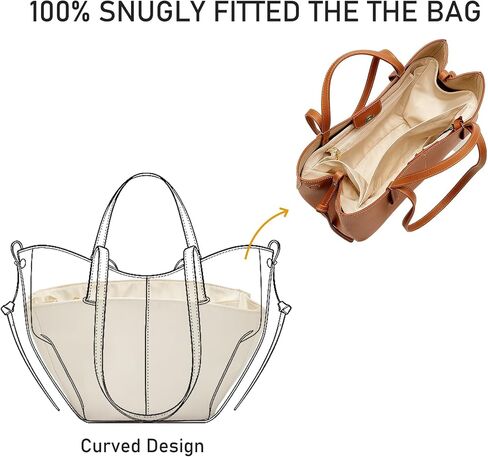 Soft Nylon Bag Organizer Insert for Cyme Mini Bag - Unique Trapezoid Design, Ultra-Light 4 Pockets Purse Insert Fit for Cyme Tote Bags, Handbag Divider Protector with Sturdy Smooth Zipper,Beige in Saudi Arabia